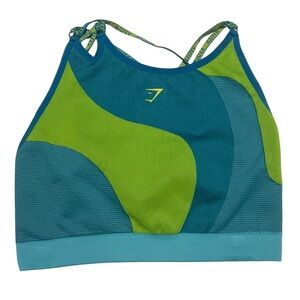 Gymshark Blue and Green Strappy Sports Bra